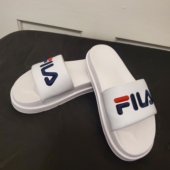 Fila Shoes - FILA DRIFTER BOLD NAVY/WHITE/RED SLIDES SIZE 6